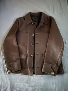 【日本製】BY GLAD HAND レザージャケット 茶 L カーコート 牛革 日本製】BY GLAD HAND レザージャケット 茶 L カーコート 牛革