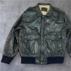 80s 90s本革レザージャケットA-2 ビンテージ黒フライトジャケット短丈
