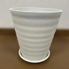 ホワイト円錐形陶器プランター 白い円錐形陶器プランター 受け皿付き - メルカリ