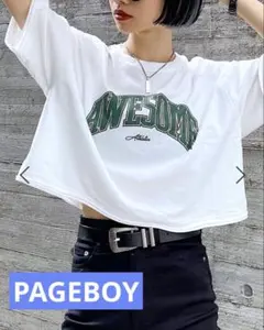 PAGEBOY ロゴ ショート丈 Tシャツ グレー フリーサイズのサムネイル