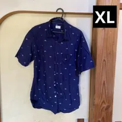グローバルワーク　半袖ワイシャツ　鯨　XL