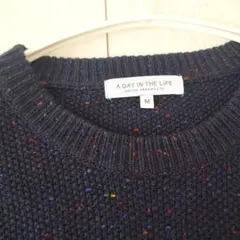 A DAY IN THE LIFE ネップニット　セーター ネイビー　毛綿混　M