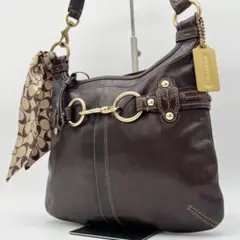 COACH 11304 ショルダーバッグ レザー スカーフ付き ブラウン - メルカリ