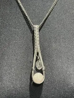 【ペンダントトップ】 SUS製ワイヤー ローズクォーツ ラウンド 編み