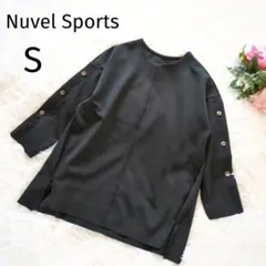 Nuvel Sports　ボンディングカットソー　飾りボタン　黒　S　4594