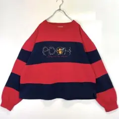 90s Disney ディズニー 海外限定 プーさん トレーナー 刺繍 ボーダー