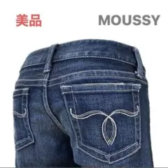 【美品】MOUSSY 大人気　白刺繍ストレッチスキニーデニム　定番スキニー26のサムネイル