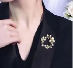 ブローチ　七五三　入学式　卒業式　高見え パールサークルブローチ