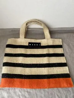 【美品】MARNI マルニ　ボードバッグ　ボーダー　ブラック　オレンジ 美品】MARNI マルニ ボードバッグ ボーダー ブラック オレンジ - メルカリ