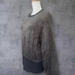 ★美品◆アダムエロペ◆ フェザーヤーンニットプルオーバーCG