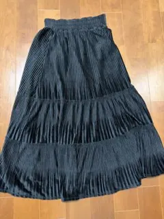 ブラック コーデュロイロングスカート