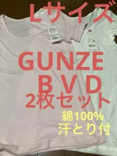 【新品・未使用】GUNZE⭐︎汗とり付き2分袖&B V D綿100%2枚セットLサ
