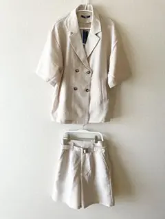 ダブルブレストジャケットとショートパンツ セットアップ M