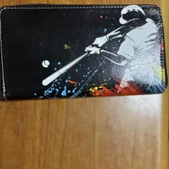 野球モチーフ ラウンドファスナー長財布 ブラック