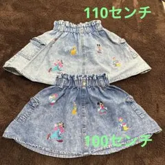 しまむら　姉妹　ディズニーキャラクター刺繍デニムスカート
