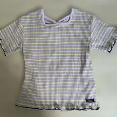 キッズ Tシャツ 紫と黄色のストライプ　試着のみ