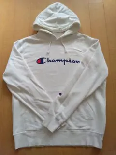 Champion ホワイト フード付きパーカー サイズXL 綿100％