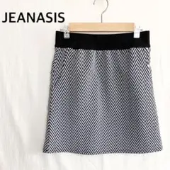 ジーナシス　ミニスカート　台形　フリーサイズ　総柄　ブラック　ホワイト