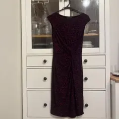 Ralph Lauren パープルと黒のレオパード柄 ひざ下丈ワンピース 半袖