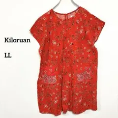 Kiloruan キロルアンペイズリー柄チュニックレッド LLワンピースe419