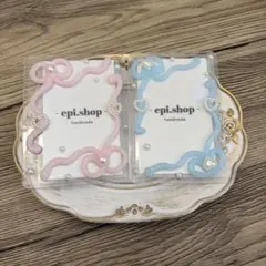 218♡ ホイップデコ トレカケースデコ バレエコア リボン ピンク×水色