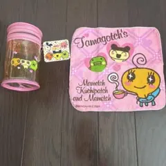 新品未使用　たまごっち 円筒ケース＆タオルハンカチセット BANDAI 平成