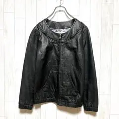 C393 Ciaopanic ノーカラー　レザージャケット　本革　ブラック