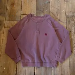 Papas パパス ヘンリーネック スウェット M くすみピンク 短丈
