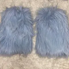 水色ファー　レッグウォーマー　ルーズソックス