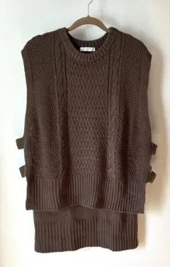 サマンサモスモス ロング ニットベスト フリーサイズ SM2 blue