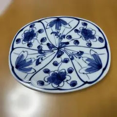 染付 楕円皿 花文様 陶磁器 伝統工芸のサムネイル