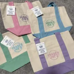 【新品未使用】Trader Joe's 限定ミニパステルトートバッグ 4色セット