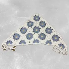 ハンドメイド 編み物 バブーシュカ ヘッドドレス ボンネット お花モチーフ