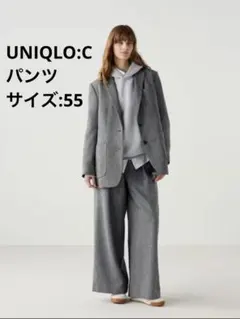 ユニクロc ツイードタックワイドパンツ＋　55