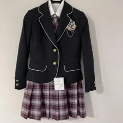 卒服　フォーマルスーツ 黒とチェック柄 セット　150 新品タグ付き