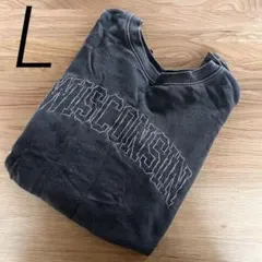 サイズL＊レディース 裏毛 刺繍 長袖 トレーナー スウェット グレー ロゴ