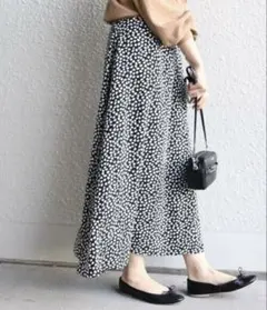 SHIPS シップス ロングラップスカート ネイビー×ホワイト レオパード