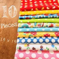 244ビンテージフィードサック 10枚セットドット・フルーツ・花柄 アンティーク