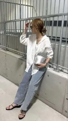 ISOOK カットオフイージーデニム　ストレートデニムパンツ