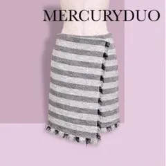 マーキュリーデュオ ツイード ラップ スカート スカパン ボーダー