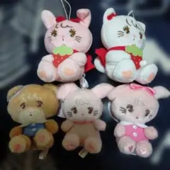 mikko characters　いちご・ぬいぐるみ　マスコット　5点