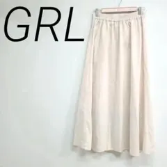 GRL ベージュフレアスカート　ウエストゴム カジュアル　春夏　　裏地　M