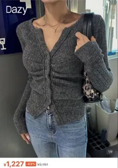 シーイン SHEIN グレー カーディガンJP-L(L)