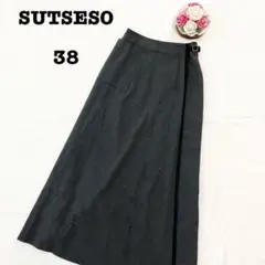 SUTSESO スチェッソ レディース　ロングスカート　ラップ　M グレー