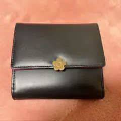 MARY QUANT インナーカラーレザー ウォレット 黒 2つ折りミニ財布