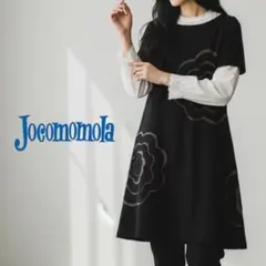 937ね@ Jocomomola フラワー柄 半袖 ワンピース ブラック