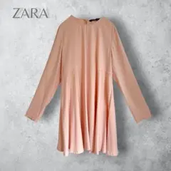 【ZARA ザラ】　ミニワンピース　フレア　ピンク　洗える　上品　シンプル