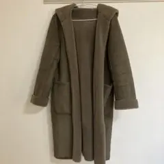 リバーシブル　フード付きロングコート