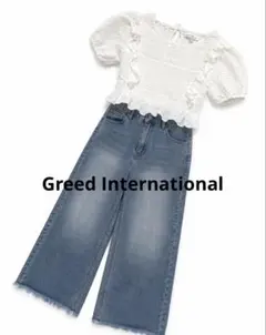 Greed International フリル付トップス　シャーリング刺繍　伸縮のサムネイル