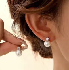 ピアス　パール　シルバー　キュービック　ジルコニア　ブライダル　入学　卒業